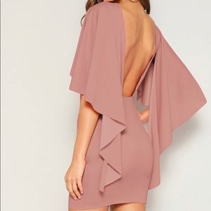 Flounce Sleeve Backless Pencil Dress